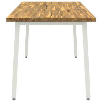 Quadratischer Esstisch 160 x 80 x 75 cm Massivholz Akazie Weiß