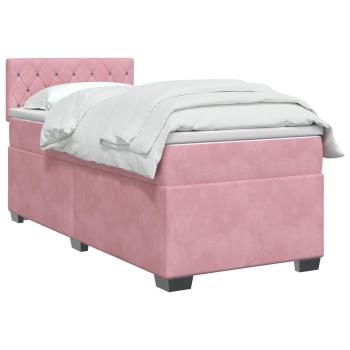 Boxspringbett mit Matratze mit Kopfteil Rosa 90 x 200 cm Samt