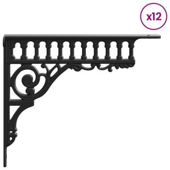 Wandregalhalterungen 12 stk. Schwarz 27,5 x 23 x 4 cm Stahl
