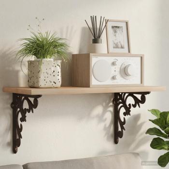 ARDEBO.de - Wandregalhalterungen 2 stk. Antikbraun 21.5 x 21.5 x 3.5 cm