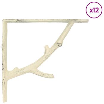 Wandregalhalterungen 12 stk. Antik Weiß 10 x 10 x 3 cm Stahl
