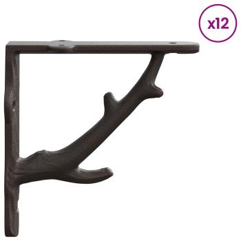 Wandregalhalterungen 12 stk. Antikbraun 14 x 14 x 4 cm Stahl
