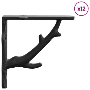 Wandregalhalterungen 12 stk. Schwarz 14 x 14 x 4 cm Stahl