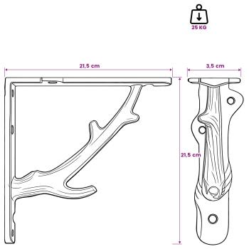 Wandregalhalterungen 2 stk. Antikbraun 21.5 x 21.5 x 3.5 cm