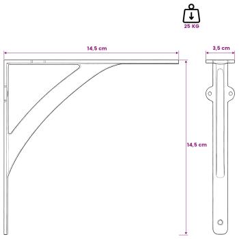 Wandregalhalterungen 2 stk. Antik Weiß 14,5 x 14,5 x 3,5 cm