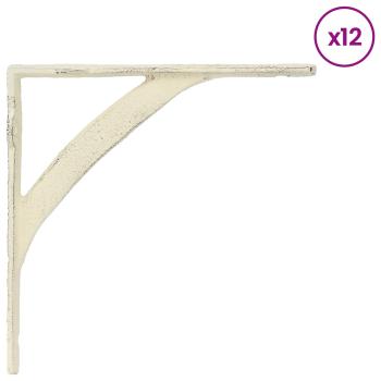 Wandregalhalterungen 12 stk. Antik Weiß 21 x 21 x 3.5 cm Stahl