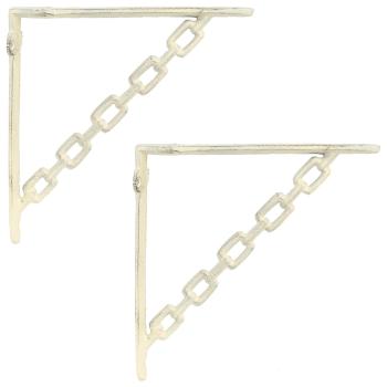 Wandregalhalterungen 2 stk. Antik Weiß 21 x 21 x 3.5 cm Stahl