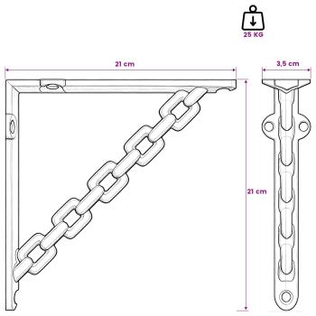 Wandregalhalterungen 2 stk. Antikbraun 21 x 21 x 3.5 cm Stahl