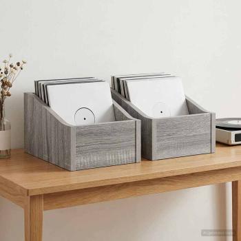 ARDEBO.de - LP Plattenbox 2 stk. Sonoma-Grau 18 x 32 x 18 cm Holzwerkstoff