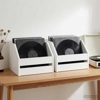 ARDEBO.de - Vinyl Album Box 2 Stk. Weiß 38 x 30 x 29 cm Holzwerkstoff