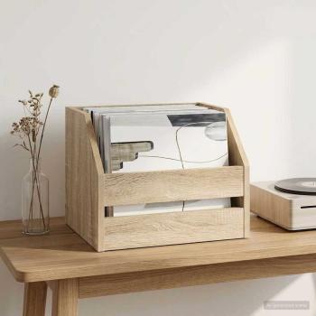 ARDEBO.de - Vinyl Album Box Sonoma-Eiche 38 x 30 x 29 cm Holzwerkstoff