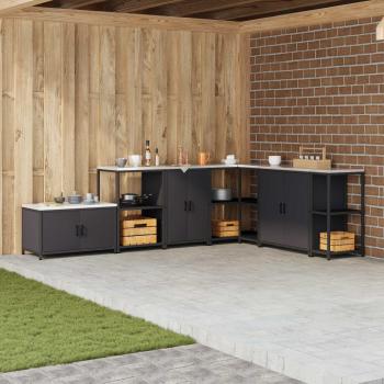 ARDEBO.de - Küchenaufbewahrungsschrank HATTEM Schwarz 60 x 50 x 92 cm Stahl