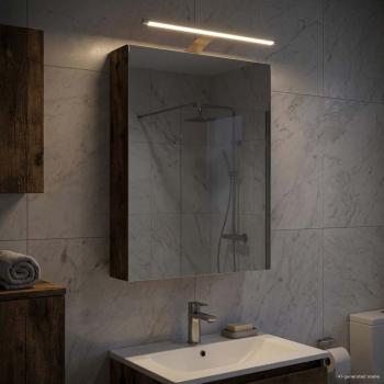 ARDEBO.de - Badezimmerspiegelschrank Geräucherte Eiche 40 x 10,5 x 60,5 cm