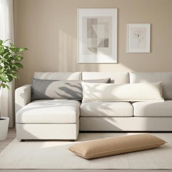 ARDEBO.de - Wurfkissen 2 stk. HOUTEN Creme 40 x 145 cm Kunstleinen