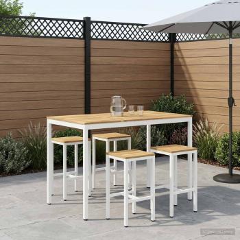 ARDEBO.de - Gartenbar-Tisch NAARDEN Weiß 147 x 88,5 x 105 cm