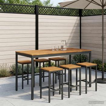 ARDEBO.de - Gartenbar-Tisch NAARDEN Natürlich und Schwarz