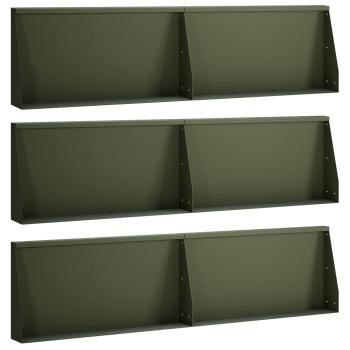 Stützmauer 6 stk. 80 x 12 x 30 cm Stahl Olivgrün