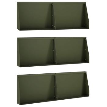 Stützmauer 6 stk. 60 x 12 x 40 cm Stahl Olivgrün