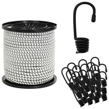 ARDEBO.de - Bungee-Schnüre mit Haken 60 mm Schwarz und Weiß PP und Gummi