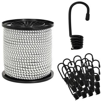 ARDEBO.de - Bungee-Schnüre mit Haken 40 mm Schwarz und Weiß PP und Gummi