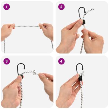 Bungee-Schnüre mit Haken 40 mm Schwarz und Weiß PP und Gummi