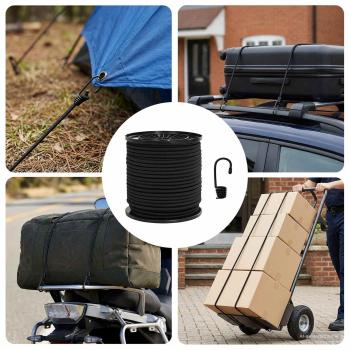 ARDEBO.de - Bungee-Schnüre mit Haken 60 mm Schwarz PP und Gummi