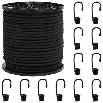 Bungee-Schnüre mit Haken 60 mm Schwarz PP und Gummi