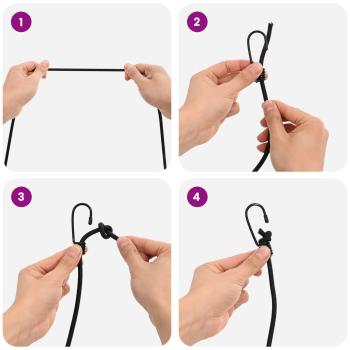 Bungee-Schnüre mit Haken 40 mm Schwarz PP und Gummi
