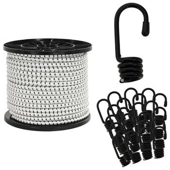 ARDEBO.de - Bungee-Schnüre mit Haken 80 mm Schwarz und Weiß PP und Gummi