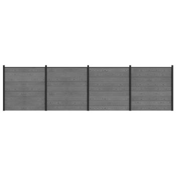 zaunset 699 x 186 cm WPC und Aluminium Grau