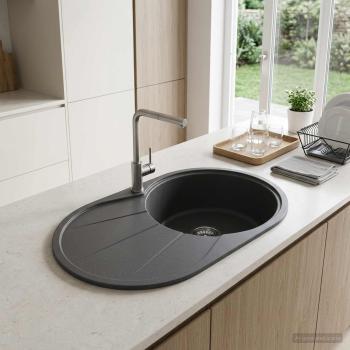 ARDEBO.de - Küchenspüle Einzelbecken Granit 77 x 49 x 20,5 cm Graphit