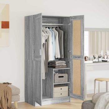 ARDEBO.de - Kleiderschrank Grau Sonoma 82,5x51,5x180 cm Holzwerkstoff