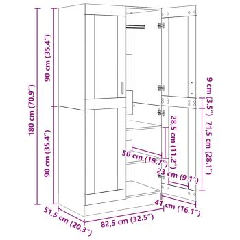 Kleiderschrank Grau Sonoma 82,5x51,5x180 cm Holzwerkstoff