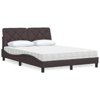 ARDEBO.de - Bett mit Matratze Dunkelbraun 140x200 cm Stoff