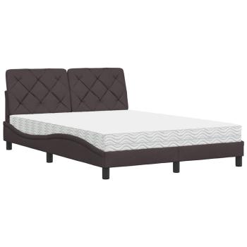 Bett mit Matratze Dunkelbraun 140x200 cm Stoff