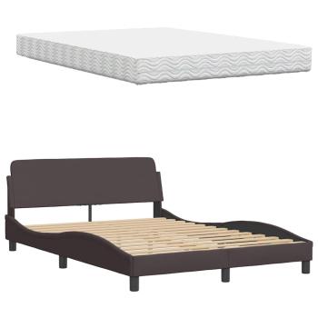 Bett mit Matratze Dunkelbraun 140x200 cm Stoff