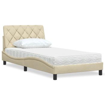 ARDEBO.de - Bett mit Matratze Creme 100x200 cm Stoff