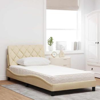Bett mit Matratze Creme 100x200 cm Stoff