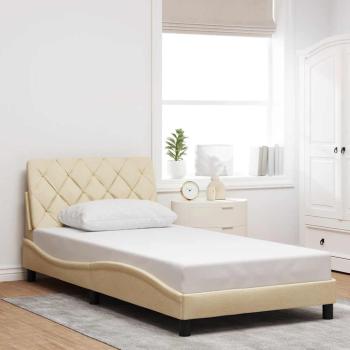 ARDEBO.de - Bettgestell ohne Matratze Creme 100x200 cm Stoff