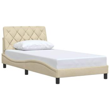 Bettgestell ohne Matratze Creme 100x200 cm Stoff