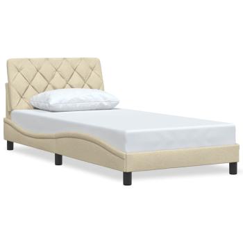 Bettgestell ohne Matratze Creme 100x200 cm Stoff