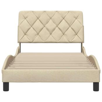 Bettgestell ohne Matratze Creme 100x200 cm Stoff