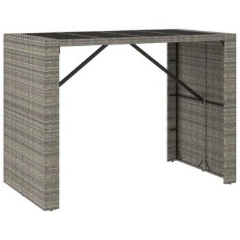 7-tlg. Gartenbar-Set Grau Poly Rattan