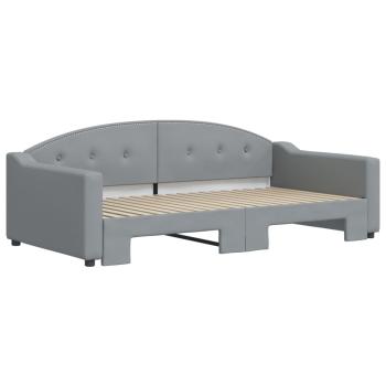 Tagesbett Ausziehbar Hellgrau 100x190 cm Stoff