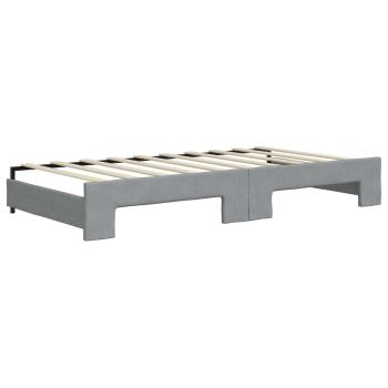 Tagesbett Ausziehbar Hellgrau 100x190 cm Stoff