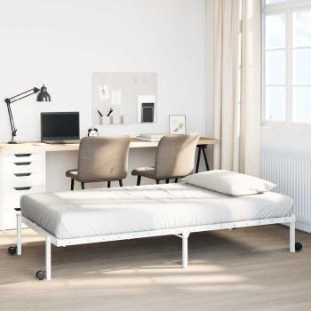 ARDEBO.de - Bettgestell ohne Matratze Klappbar Weiß 100x200 cm Stahl