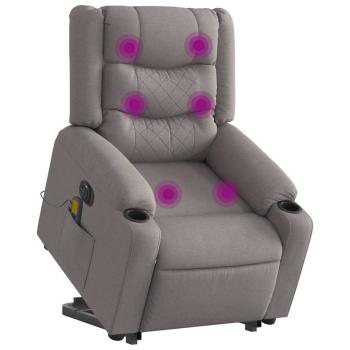 ARDEBO.de - Elektrischer Massagesessel mit Aufstehhilfe Taupe Stoff