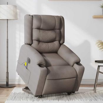 Elektrischer Massagesessel mit Aufstehhilfe Taupe Stoff
