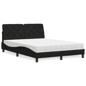 Bett mit Matratze Schwarz 140x200 cm Stoff