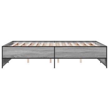 Bettgestell Grau Sonoma 120x200 cm Holzwerkstoff und Metall